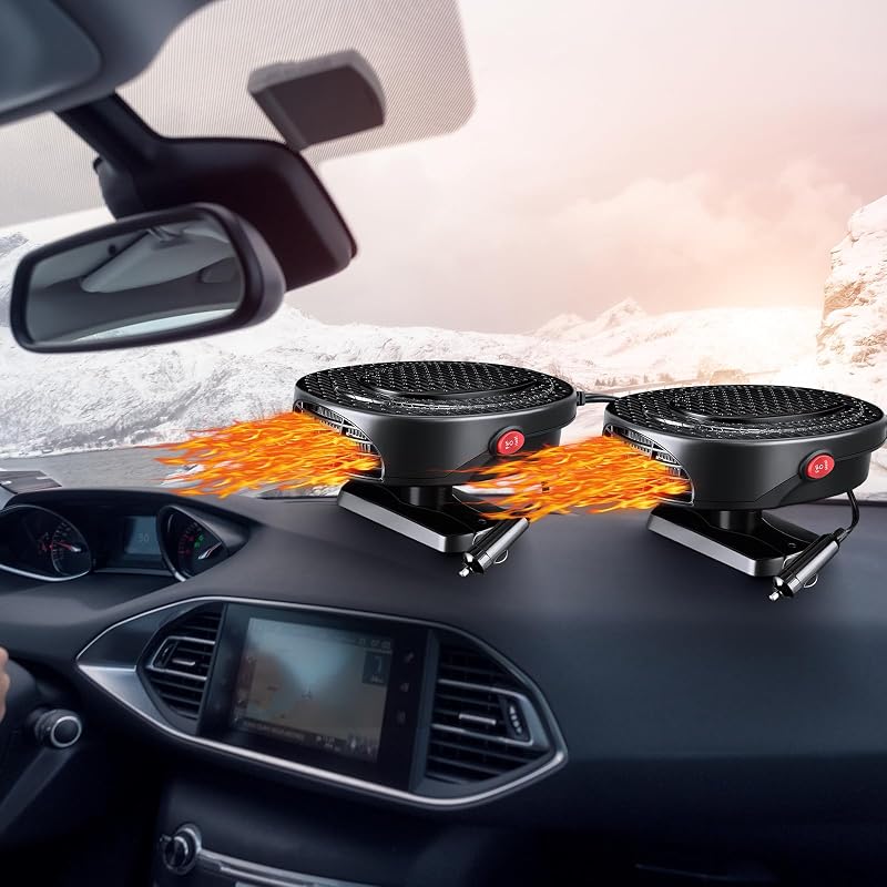 Aquecedor e desembaçador automotivo Datanly 12 V 150 W com rotação de 360° – 2 unidades