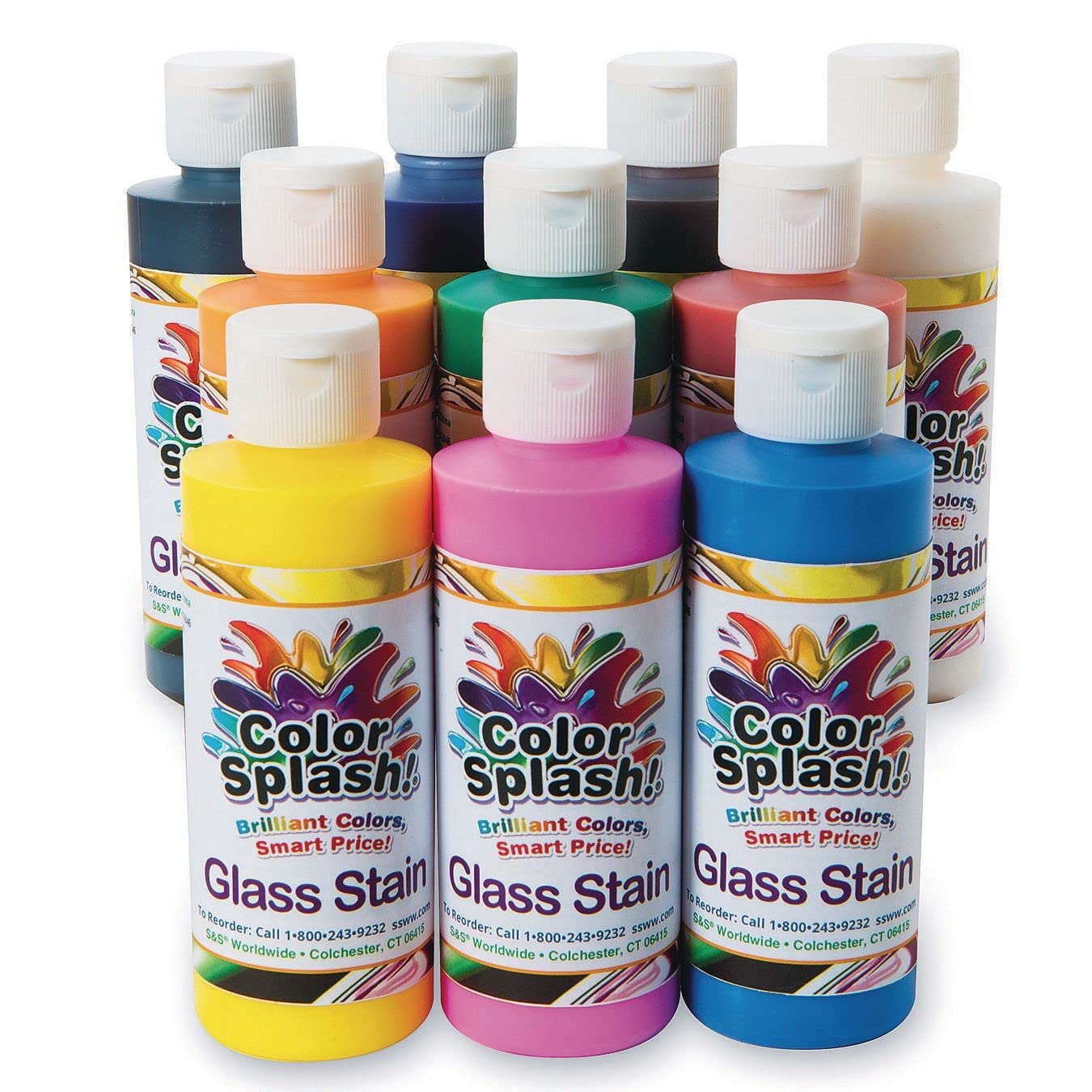 Color Splash!® Glitter Glass Stain Assortment, 4 oz. (Pack of 8)