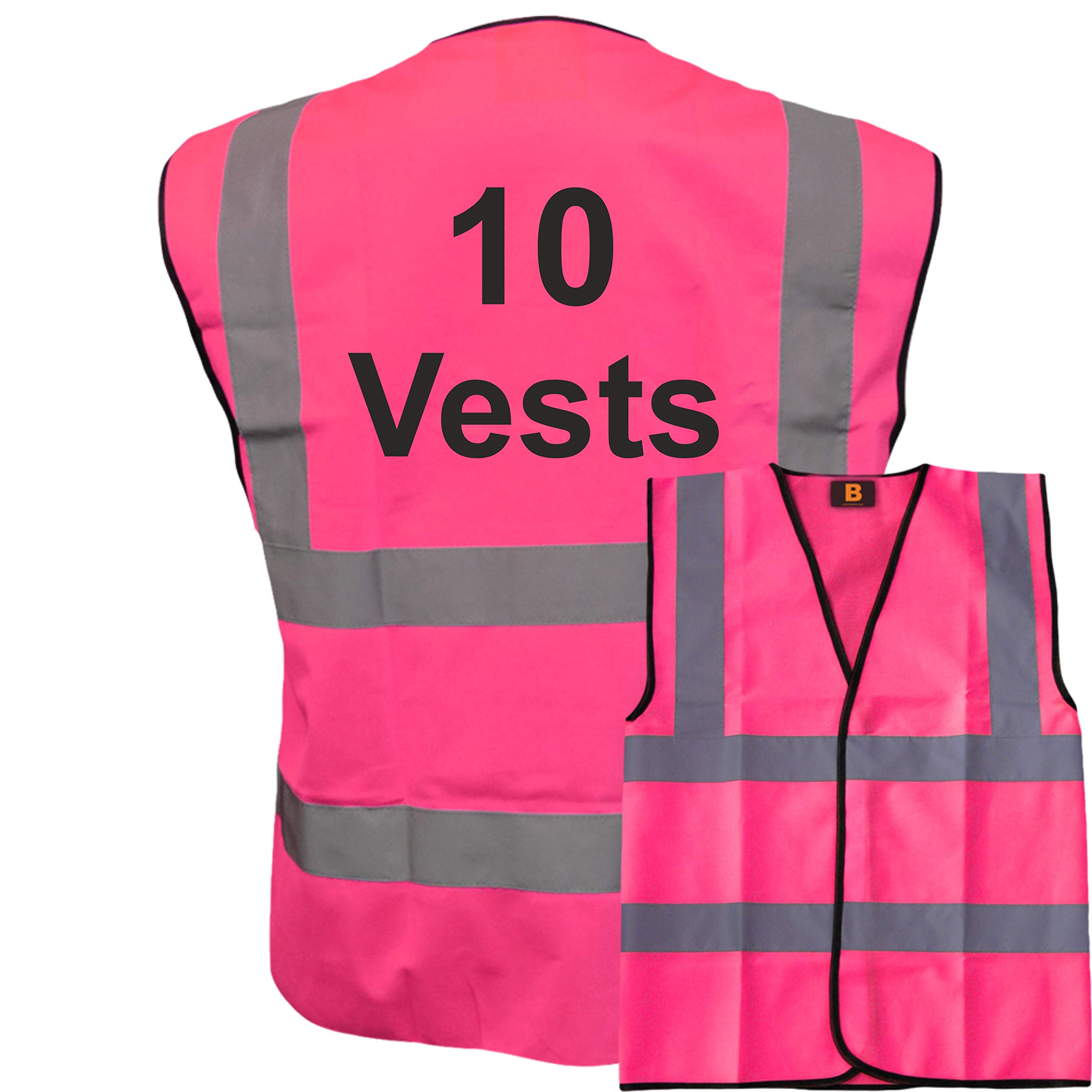 10 Pink Hi Vis Safety Vests, Bulk Discounts, Events, Shows, Concerts, Brook Hi Vis Vest
