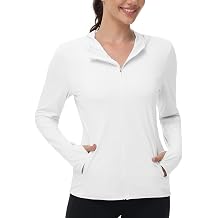 isnowood Womens UPF 50+ Sun Protection Rash Guard, UV SPF Long Sleeve Zip Hoodie Jacket, Lightweight Hiking Outdoor Shirts