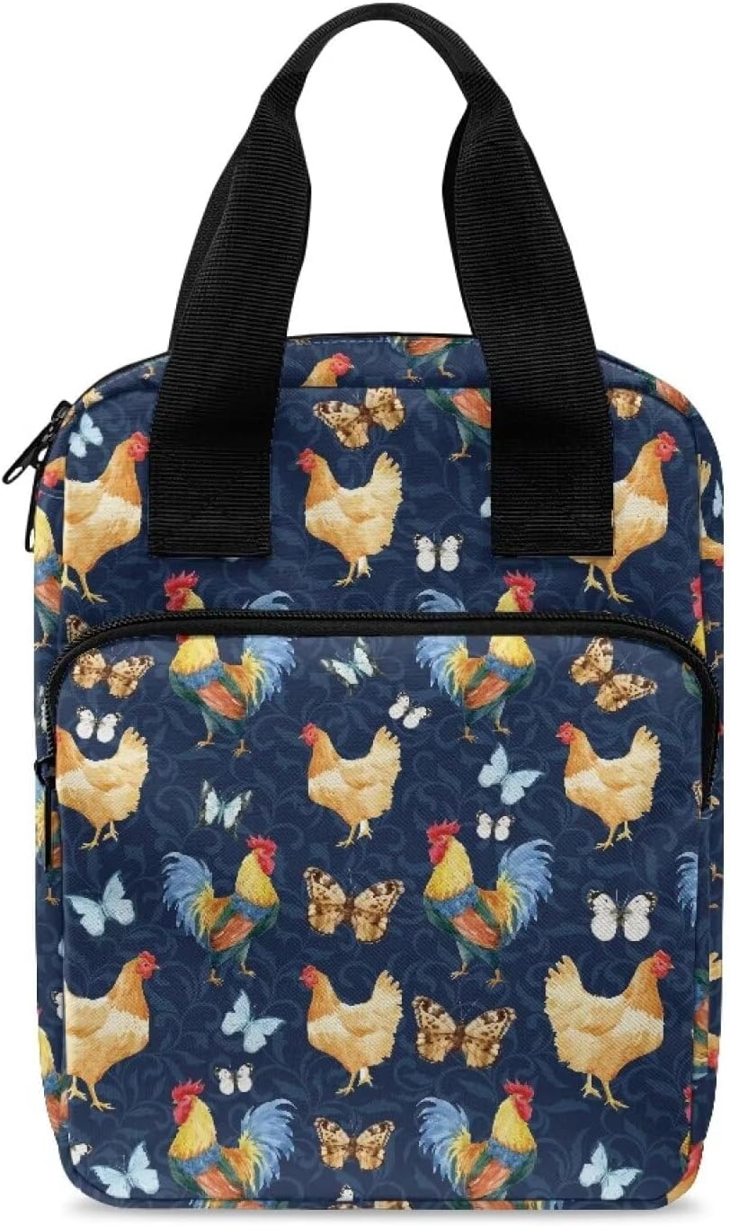 Kuiaobaty Women's Bible Cover Carrying Bible Case Holder Church Bag Bible Protective Carrier Organizer with Handle Butterfly Chickens Print Gift for Women Men Youth Kids