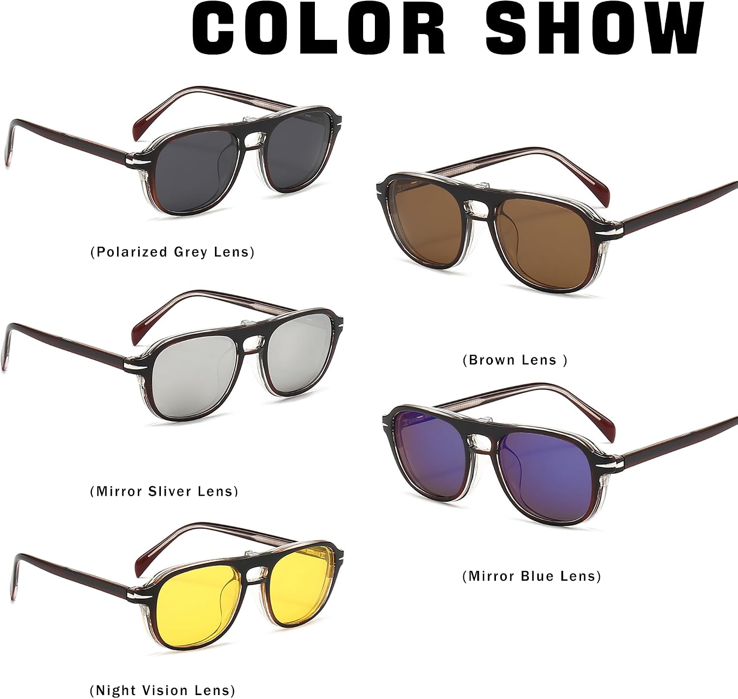 5Pcs Magnetic Clip-On Sunglasses Set,Polarized UV protection image 3