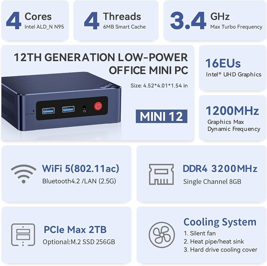 Amazon.com: Beelink EQ Mini PC,Mini S12 N95 Intel Alder Lake-N95