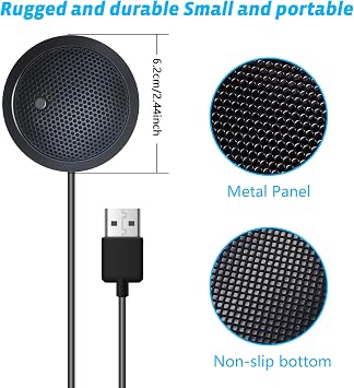 USB Microphone,Desktop Computer Mic, USB Conference Microphone with Mute Key, Plug & Play 360°Omnidirectional Condenser PC Laptop Mics,for Online Calls/Class/Recording Video (Not a Speaker)