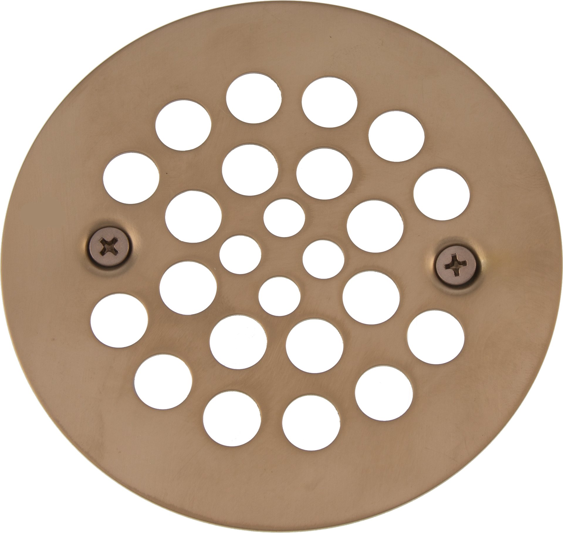 4-1/4 inch OD Screw-in Shower Strainer with 2-5/8 inch Screw Holes- PVD Satin (Brushed) Bronze