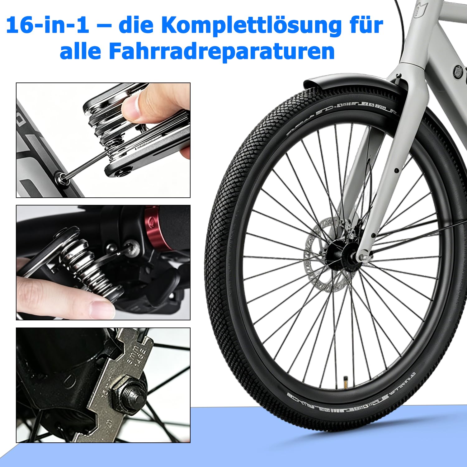 HAZENS Fahrrad Reparaturset | Fahrrad Zubehör | Fahrrad Flickzeug Set für unterwegs, Fahrrad Multitool 16-in-1, Notfallwerkzeug Flickzeug, Fahrrad Werkzeugset unterwegs, Werkzeug Set für Fahrrad, MTB | Fahrrad Reparaturset | Fahrrad Zubehör | Fahrrad Flic