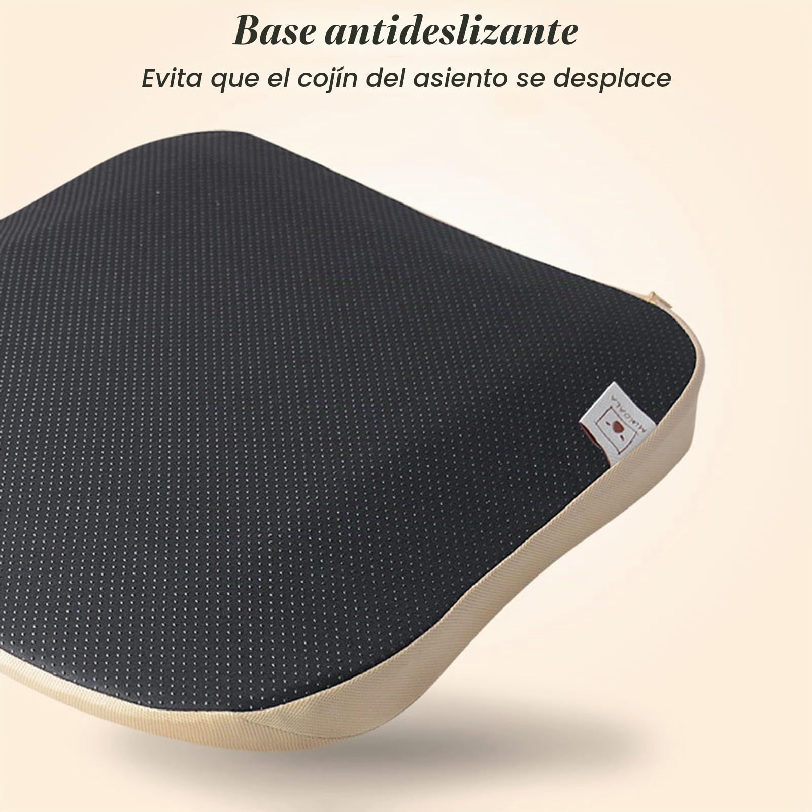 Cojin Asiento Coche Conductor Cuña - Cojin Coxis Ciatica de Espuma Viscoelástica - Cojin Silla Oficina Ergonomico, Antideslizante, Funda Lavable,Beige
