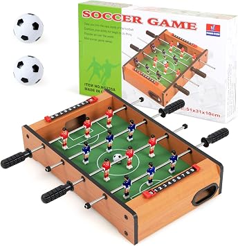 GLACER 20 Inch Foosball Table, Wood Indoor Soccer Table with 2 Footballs & Score Keepers, Portable Tabletop Soccer Game Set, Mini Foosball Table for Home, Game Room, Party, Kids & Adults