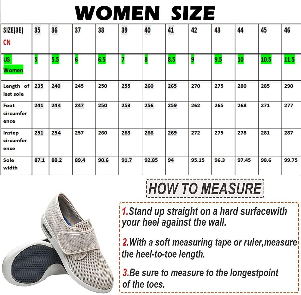 JBTNBX Women's Diabetic Shoes with Wide Width Adjustable Closure Lightweight Comfortable Fashion Walking Sneakers for Arthritis Edema Fasciitis Swollen feet-10.5 Beige