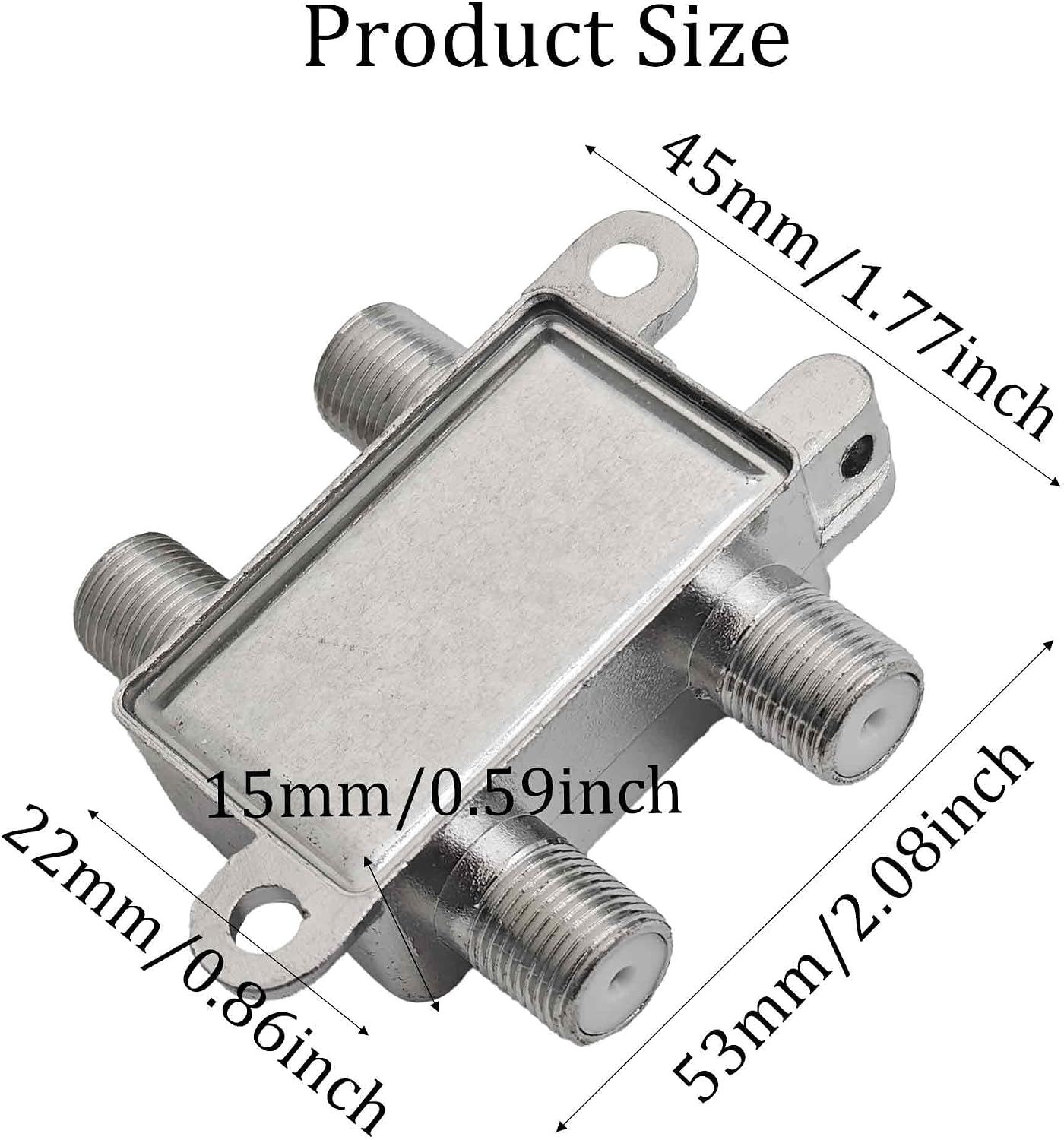 2Pcs 3-Way Coaxial Cable Splitter, 5-2400MHz, RG6 Compatible Digital Coax Splitter for TV, Satellite, Cable, Antenna, Internet
