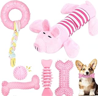 CAMITER 6 Pieces Puppy Toys - Interactive Tooth Toy Boredom Chew Toy for Small and Large Dogs (Pink) product image