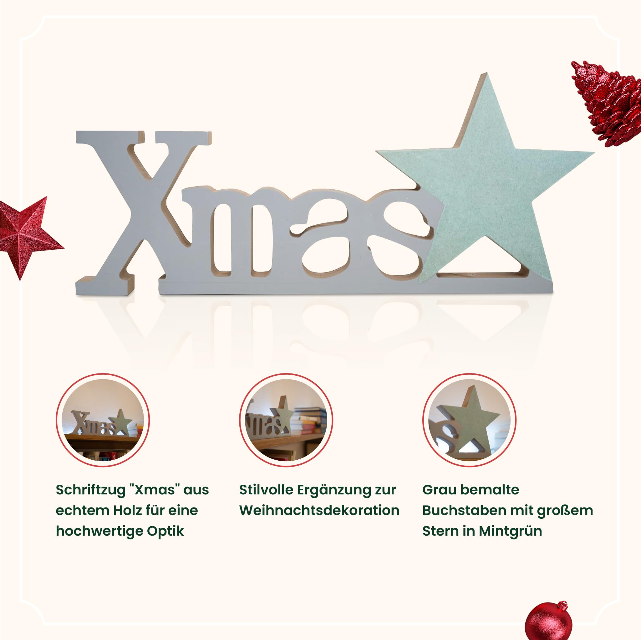 HEITMANN DECO Wooden Christmas Cutout Natural Approx. 30 cm, ca. 30 x 2 x 13 cm - Image 3