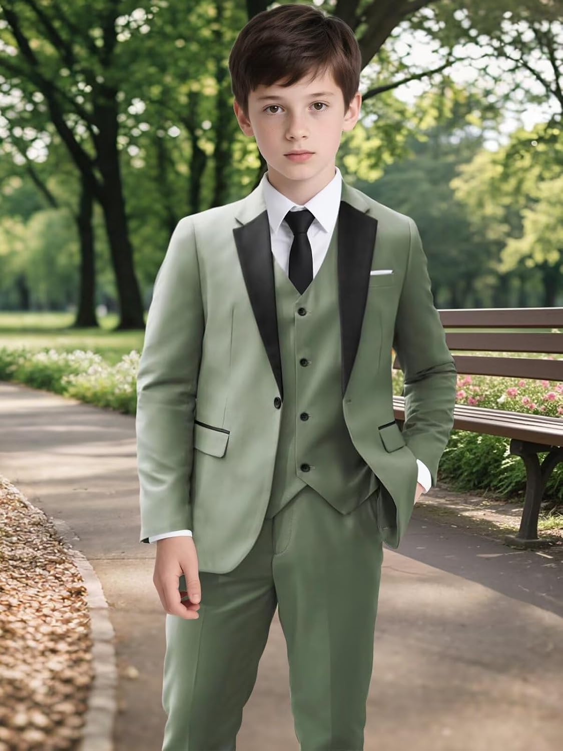 Boys' Suit 3 Piece Slim Fit Suit Formal Tuxedo for Toddler Boys Kids Casual Suits for Wedding Party Outfit Set