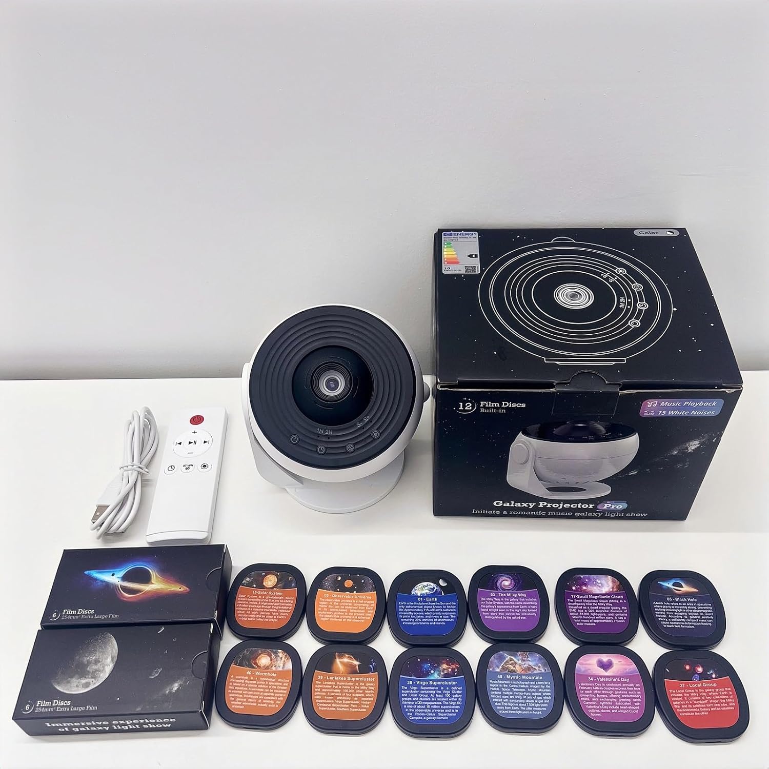 Star Projector Pro Night Light with Speaker,Planetarium Projector with Remote,13Film Disc & 15White Noise,Timer,360° Rotation Speed,Galaxy Projector for Bedroom,Home Theater,Meditation,Party