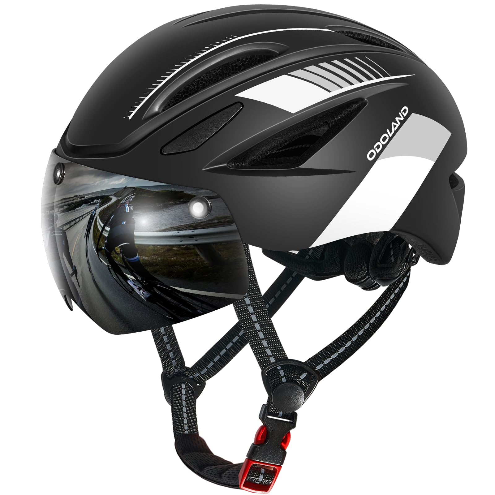 Odoland Casco de Bicicleta para Adultos con Gafas Magnéticas Desmontables Casco de Ciclismo para Bicicleta de Carretera de Montaña Casco de MTB Ligero Certificado para Hombres y Mujeres