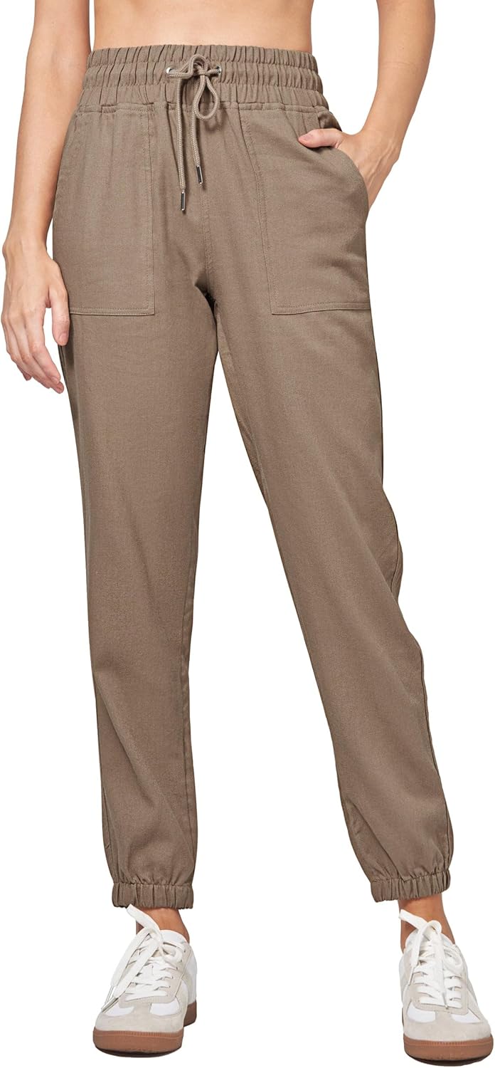 Willit Women Linen Pants Joggers Casual Lightweight Lounge Cotton Linen Travel Beach Summer Pants with Pockets 25.5"/28" - Image 2