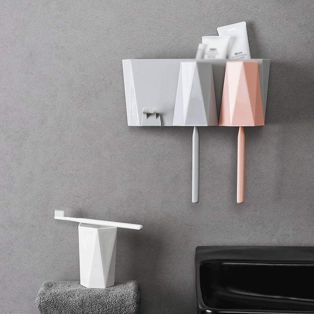 Toothbrush Holder Wall-Mounted 3 Cup Storage Kit, Bathroom Plastic Box
