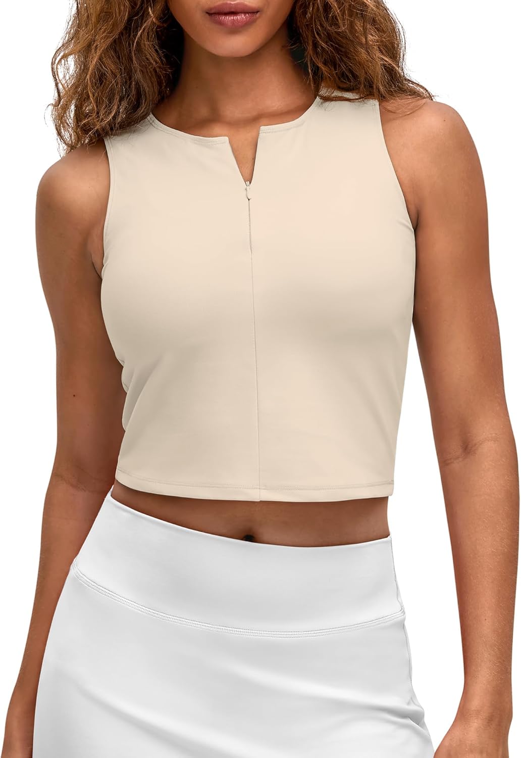 G4Free BareFeel Tennis Yoga Tank Tops Half Zip Workout Athletic Sleeveless Athleisure Tanks High Neck Gym Golf Slim Fit