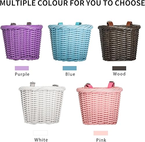 Miniatura 6 de MEGHNA Mini cesta tejida para bicicleta para manillar de bicicleta para niña y niño para scooter, varios colores