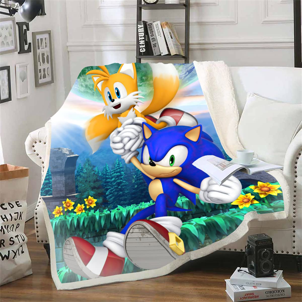 Feriswhell The Hedgehog Sonic Blanket Cartoon,Sonic and Tails Double Sided  Fleece Blanket for Boys Kids Adults (8,39.3 * 55in) : Amazon.in: Home u0026  Kitchen