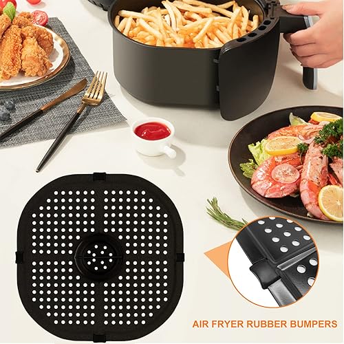 Miniatura 7 de Sartén para freidora de aire para freidora de aire COSORI de 5 cuartos de galón, bandeja cuadrada mejorada de 9.09 pulgadas, piezas de repuesto para