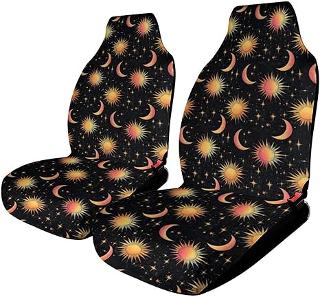 Sun and Moon Car Seat Covers Front Seat Only, Auto Bucket Seat Protetors Universal Fit Most Vehicle, Sedan, Truck, SUV