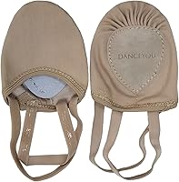 DANCEYOU Stretch Canvas Lyrical Half Sole Shoes - Pirouette Turners for Girls Women Kids Contemporary Dance