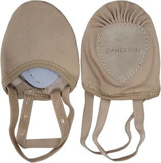 DANCEYOU Stretch Canvas Lyrical Half Sole Shoes - Pirouette Turners for Girls Women Kids Contemporary Dance