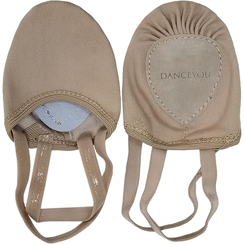 DANCEYOU Stretch Canvas Lyrical Shoes for Girls Womens Half Soles Pirouette Contemporary Turners Dance Shoes