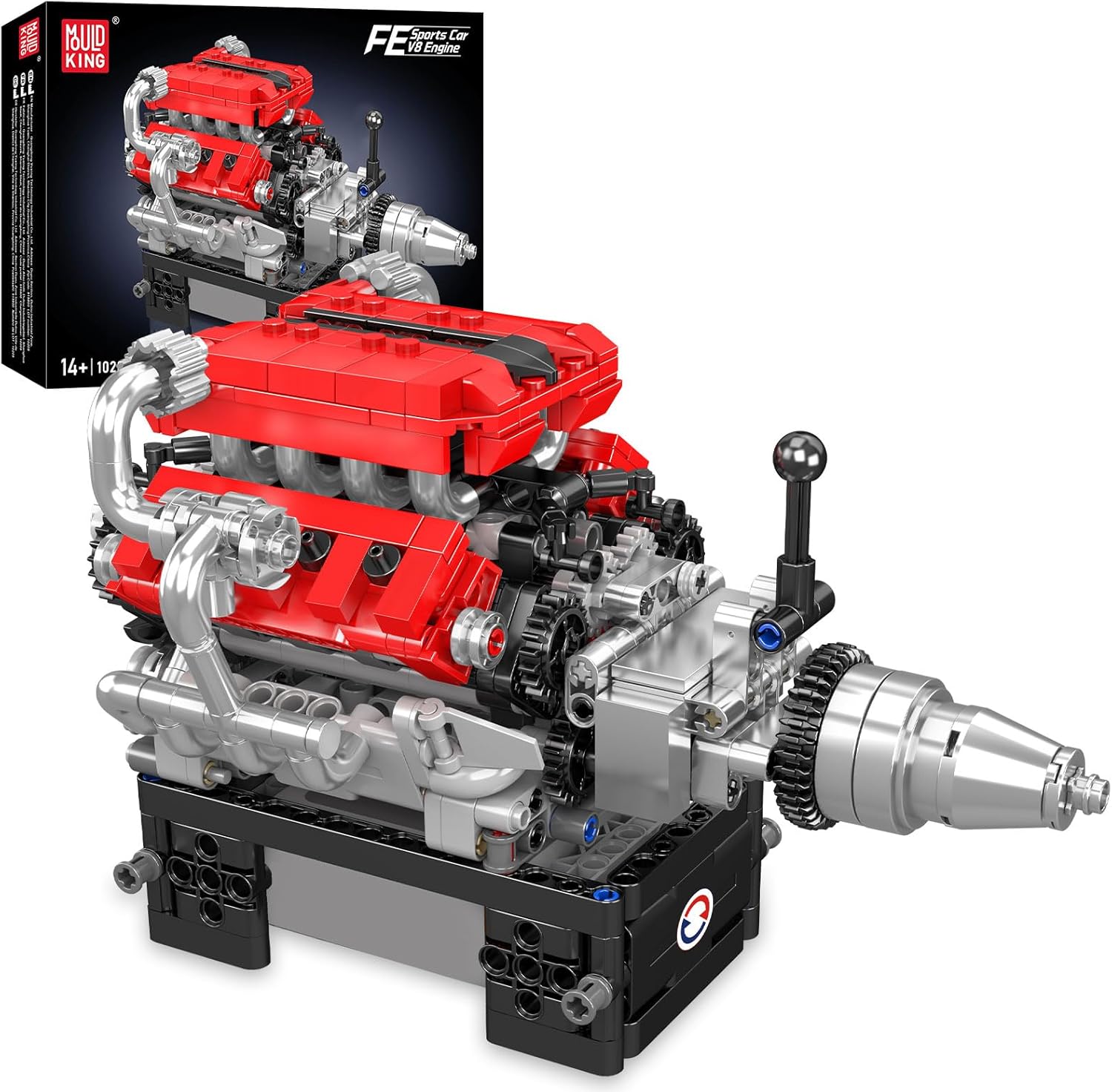 Mould King 10207 V8 Engine Building Blocks Kit with Working Motor - Realistic Engine Model Kit for Adults & Car Enthusiasts, DIY STEM Mechanic Engineering Construction(761 Pieces)