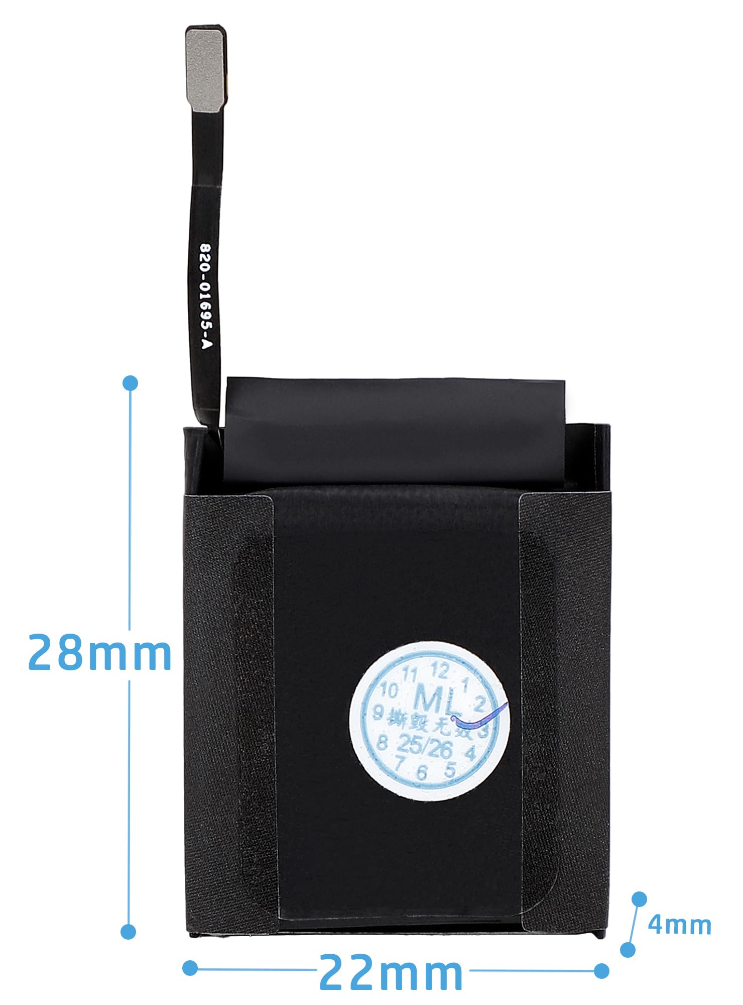 Batterie A2181 Compatible avec Apple iWatch Watch S5 Série 5 SE 44mm A2093 A2095 A2157 A2352 A2354 A2356 GPS+Cellular Rechargeable Lithium-polymère Accu Pile 3,81V 296mAh (S5-44mm-A2181)