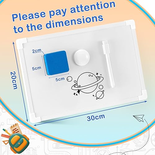 Miniatura 2 de Juego de 6 pizarras magnéticas colgantes de borrado en seco de 8 x 12 pulgadas, pequeña pizarra blanca de doble cara para colgar para niños, incluye