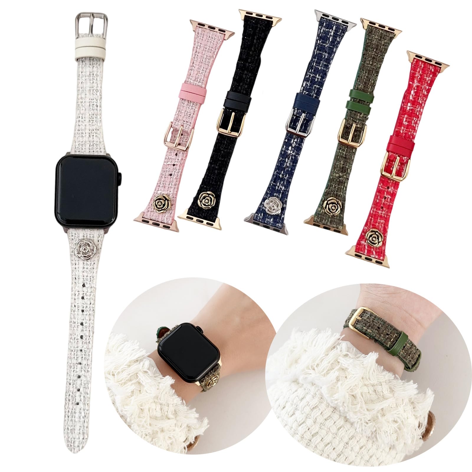 Compatibile con Watch Se 3/2/1 40 mm (colore bianco) cinturino in pelle sottile