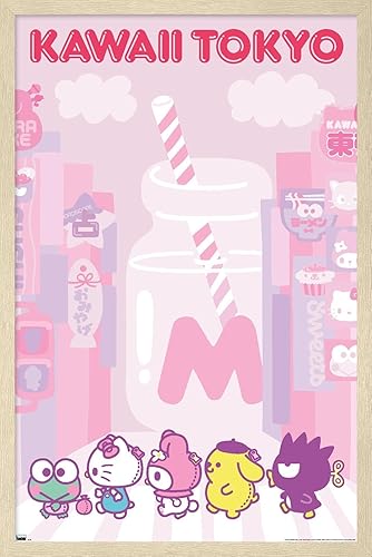 Miniatura 7 de Trends International Hello Kitty and Friends - Póster de pared Kawaii Tokyo, 22.37 x 34.00 pulgadas, versión enmarcada en blanco