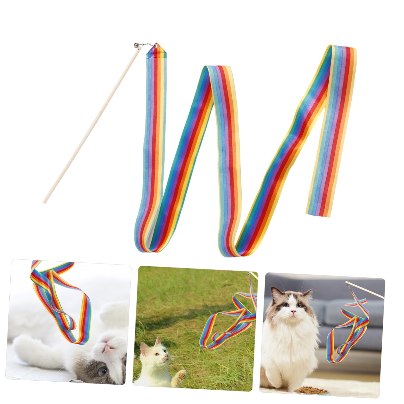 Juguetes para Gatos, 2 Piezas de varitas Juguete arcoíris for Gatitos, Juguetes interactivos for Gatos, Varita con Hierba gatera(Multix4pcs,40.00X2.00X1.50CMx4pcs)