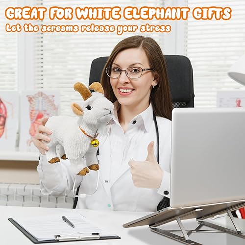 Miniatura 4 de Juguete de cabra gritando, juguete de peluche de cabra gritando, hace divertidos sonidos de cabra gritando, cuenta con campana, regalo divertido