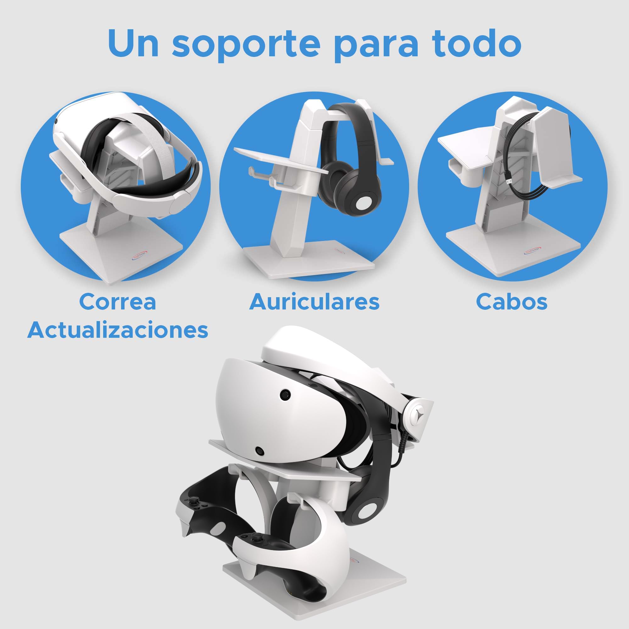 Digicharge Soporte VR para PSVR 2 Sony Playstation VR2/Meta Quest 2/Quest 1/Rift S/Valve Index/HP Reverb G2/Pico 4/PSVR2 VR Display Mount Station para Auriculares y Controladores táctiles