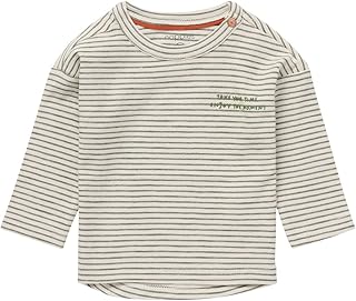 Noppies Baby Baby,Clothing,Baby Boys 0-24m,Tops,T-Shirts Noppies Baby Baby Boys' Jellum Long-Sleeved Striped T-Shirt, White Swan-P958, 0-3 Months