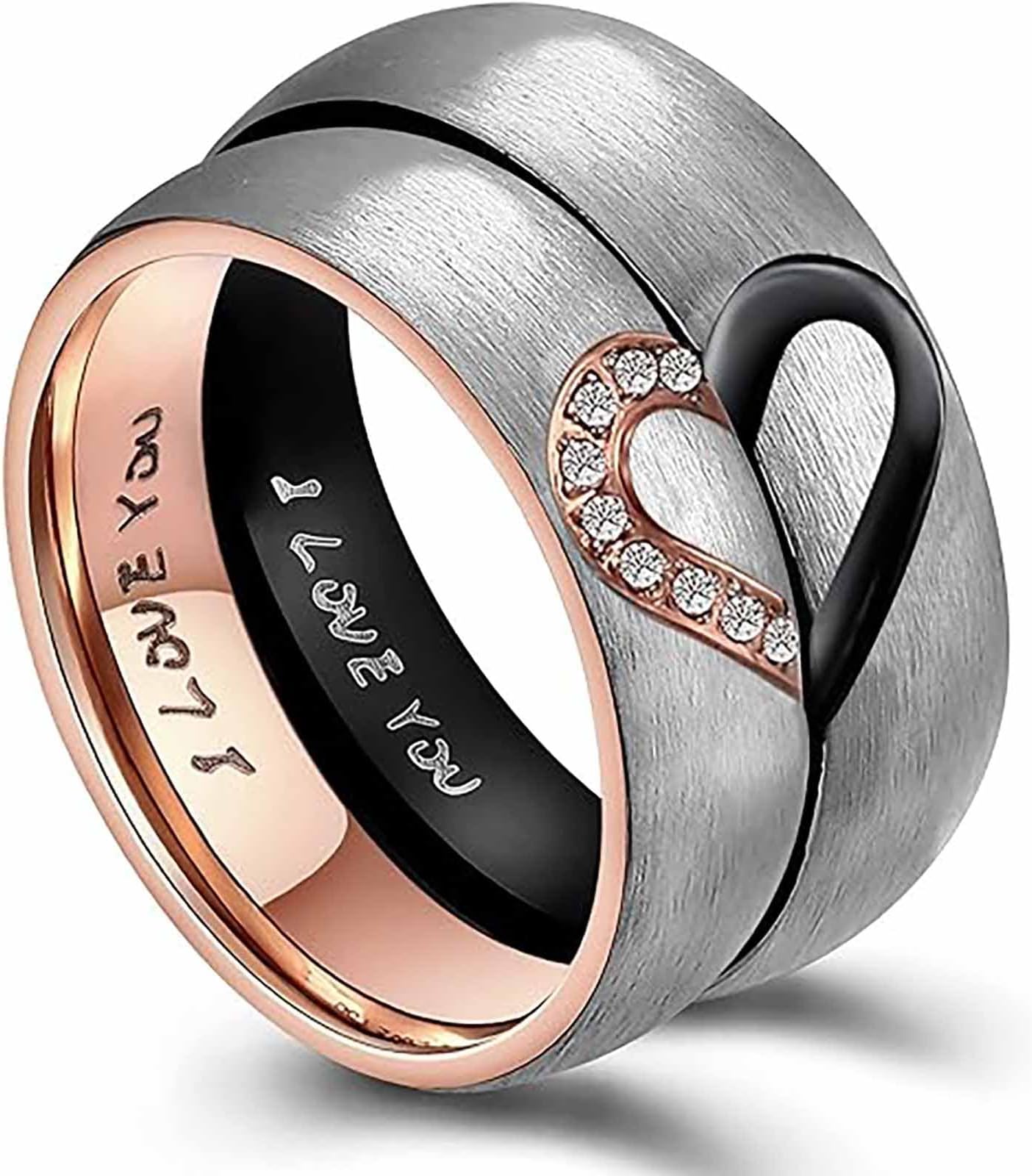 Real Heart Shaped Promise Ring, Stainless Steel Couple's Wedding Engagement Rings