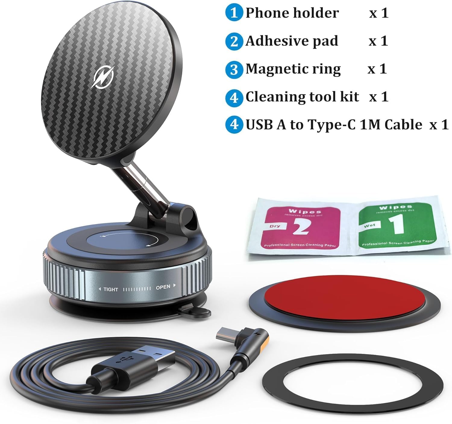 REOKILY Upgraded Vacuum Magnetic Car Phone Holder With 96LBS Suction, 360° Rotation For IPhone & Android - View #2