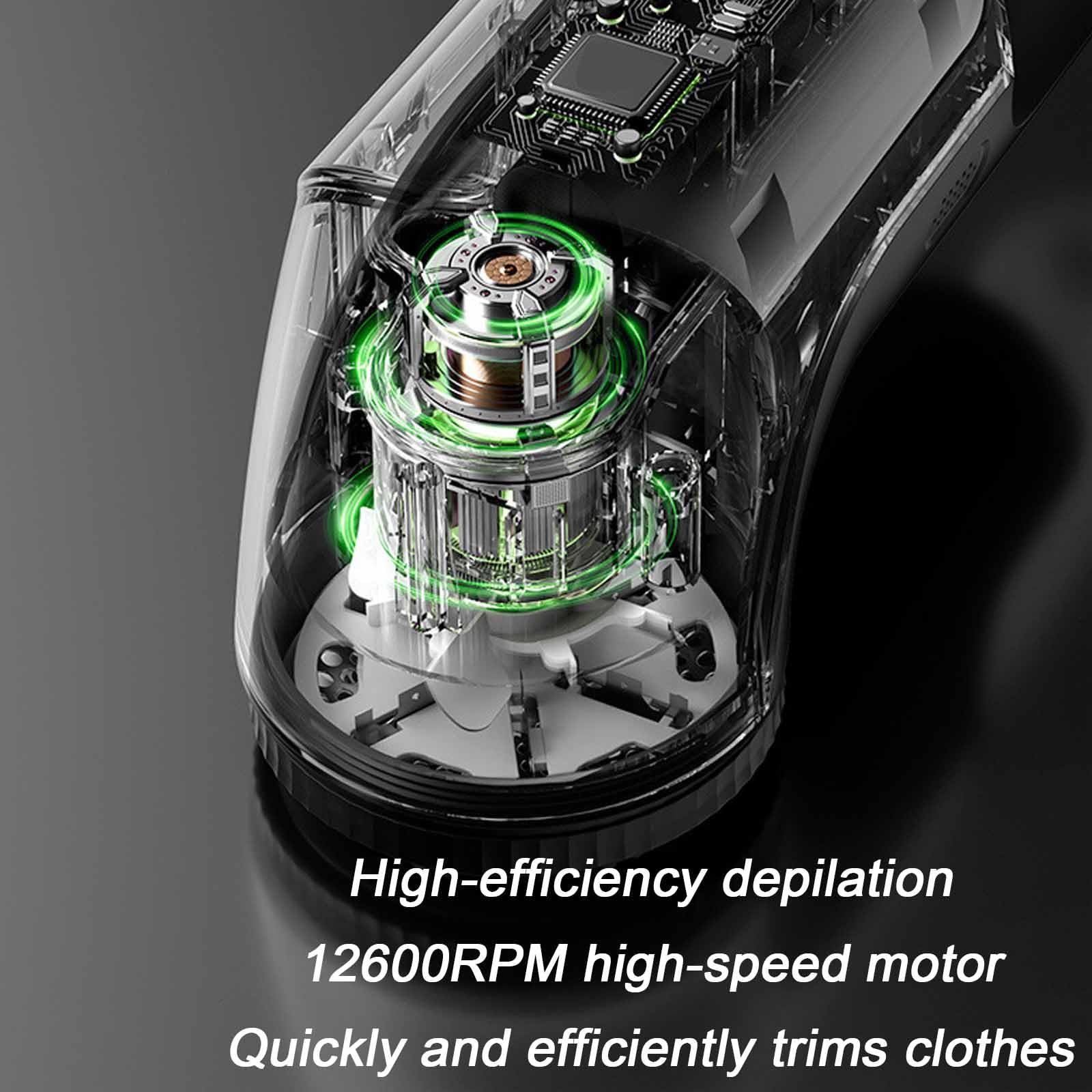Quitapelusas eléctrico, afeitadora de tela, motor de alta velocidad 12600 RPM, afeitadora de pelusas recargable con 2 velocidades y potente succión para ropa y muebles