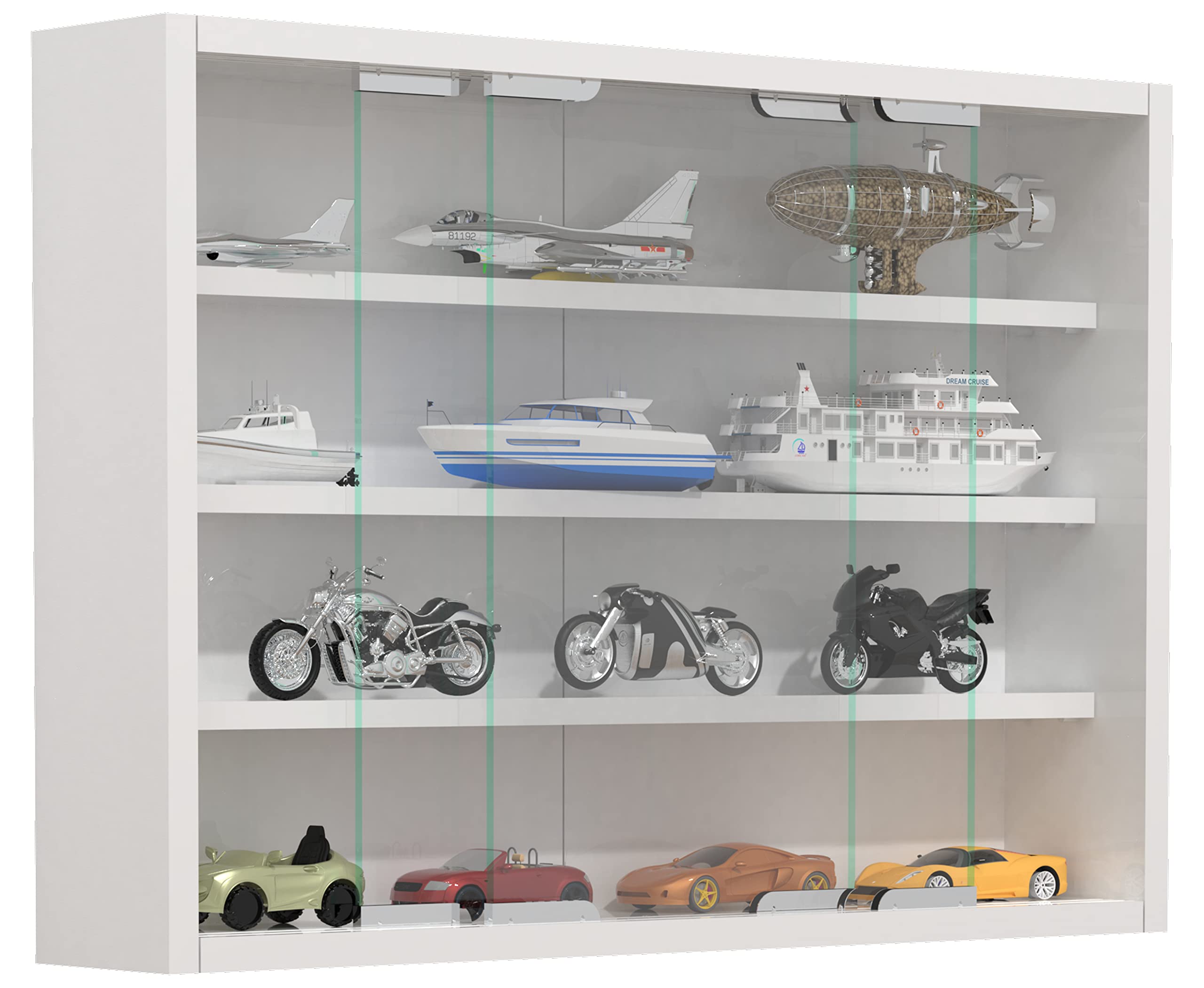 Vitrine Murale VCM Mandosa XL - 40x60x10 Cm, 6 étagères Verre Trempé, Porte En Verre, Hêtre