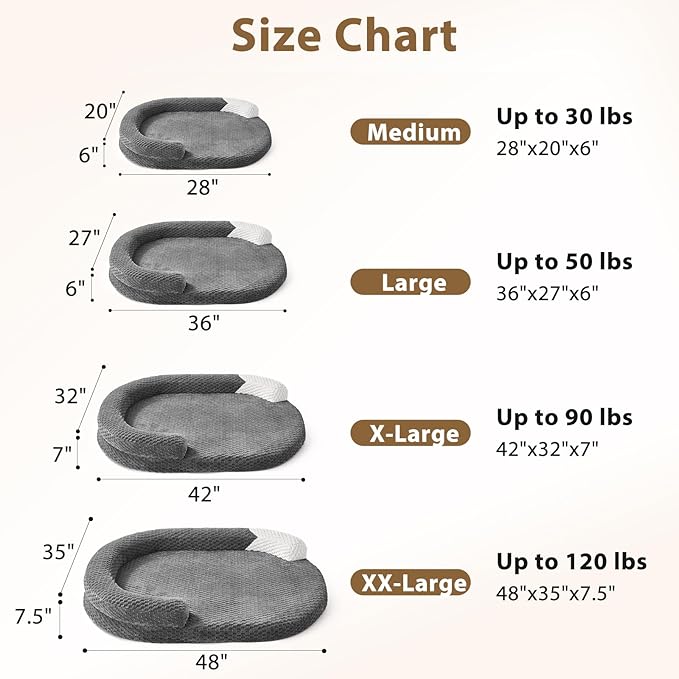 Cama Ortopédica para Perro Grande XL Lavable Impermeable 42x31 Pulgadas miniatura 6
