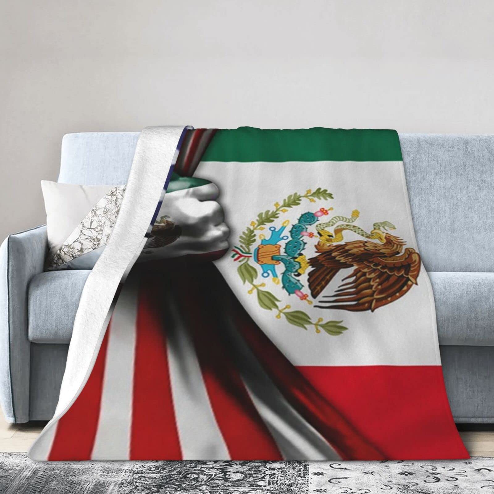 Lsjuee Christmas Flannel Fleece Blanket 50"X40" Proud to Be Mexican American Bed Throw Blanket Funny Ultra-Soft Travel Winter Blankets for Girls Keep Warm