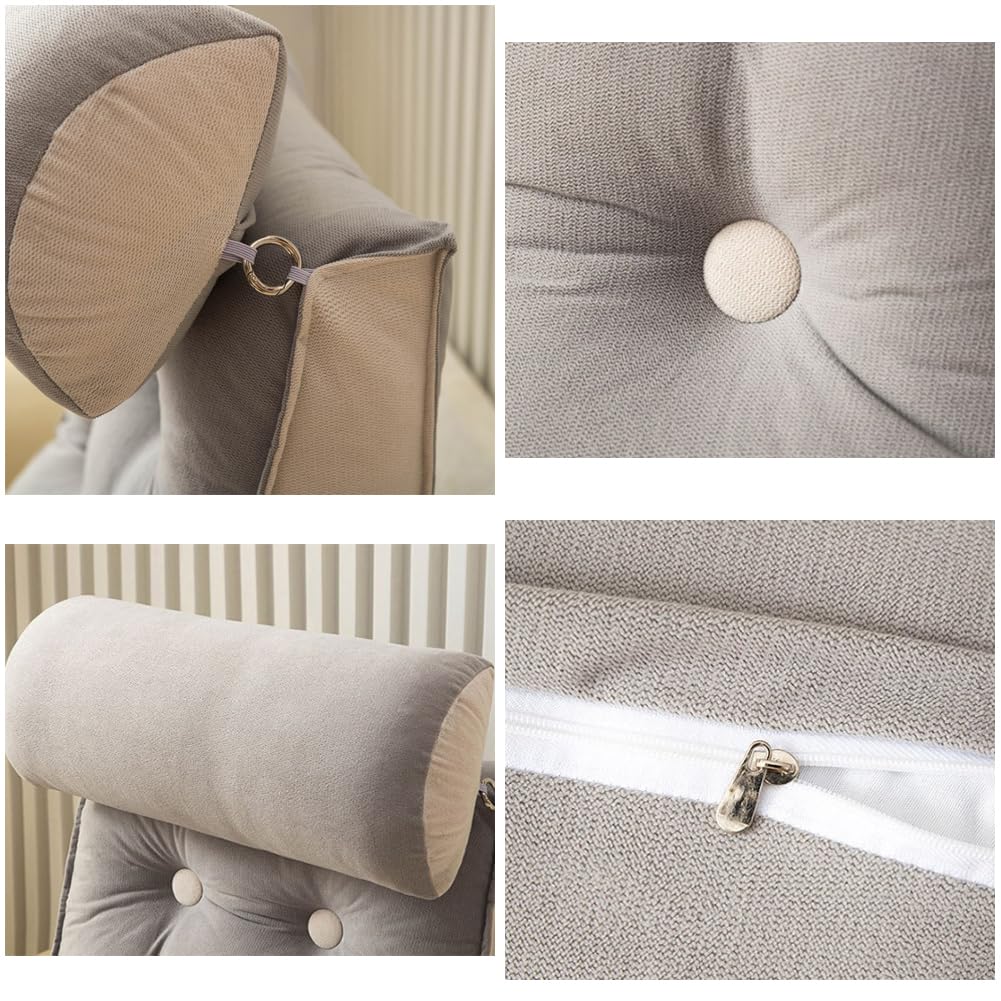 Cojín triangular de cuña para cama, para leer o jugar, soporte de posicionamiento en el sofá, respaldo de meditación, alivia la presión (café, 45 x 55 x 25 cm (1 pieza))