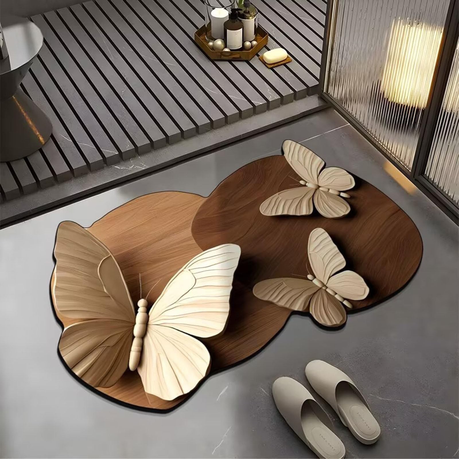 Tapis de bain absorbant grand format contre les glissades et sols humides