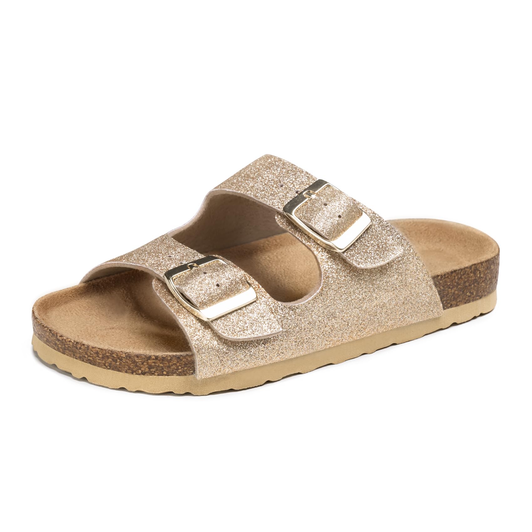 FITORY Kids Sandals Boys Girls Slides Cork Footbed Glitter Toddler Slippers