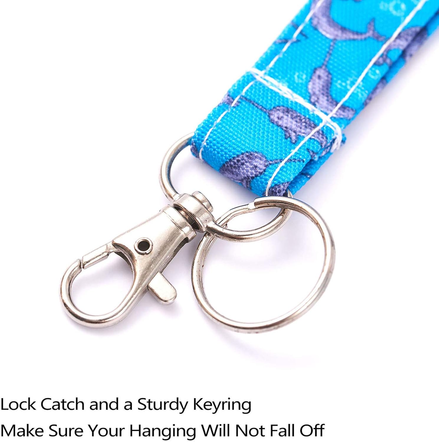 Narwhal Pattern Cotton Fabric Preschool Lanyard Long Neck Lanyards for Keys ID Badge Cute Cartoon Holder Coworker Gifts for Women - Image 4