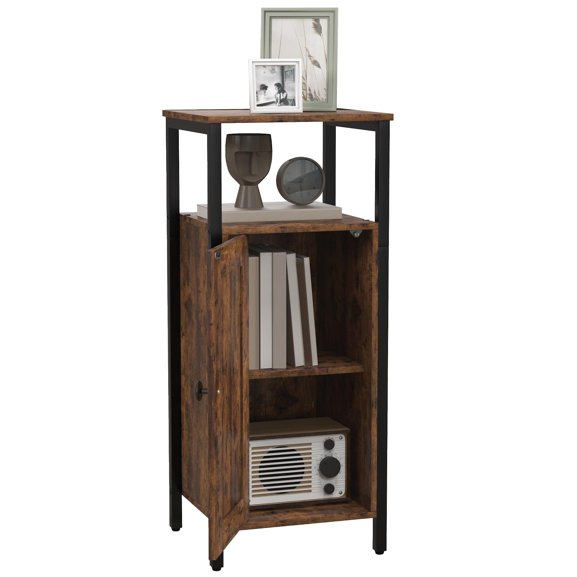 HOMCOM Table d'appoint étroite avec armoire 34x30x80cm Brun rustique