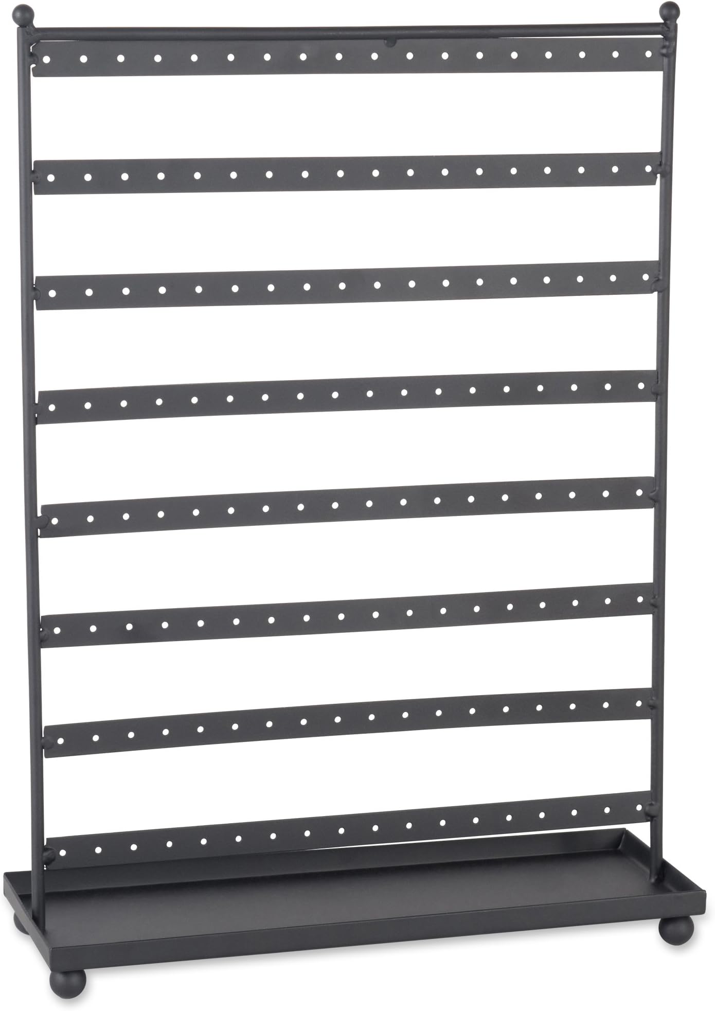DII Home Traditions Z02013 Earring Organizing Wire Metal Jewelry Tower or Stand with Tray, 16.5" Tall, Black